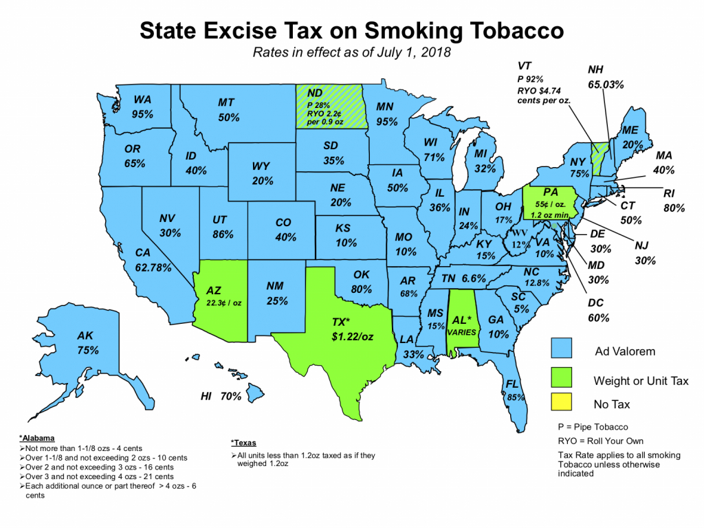 Nato: Tobacco Tax Maps in Tax Rates By State Map