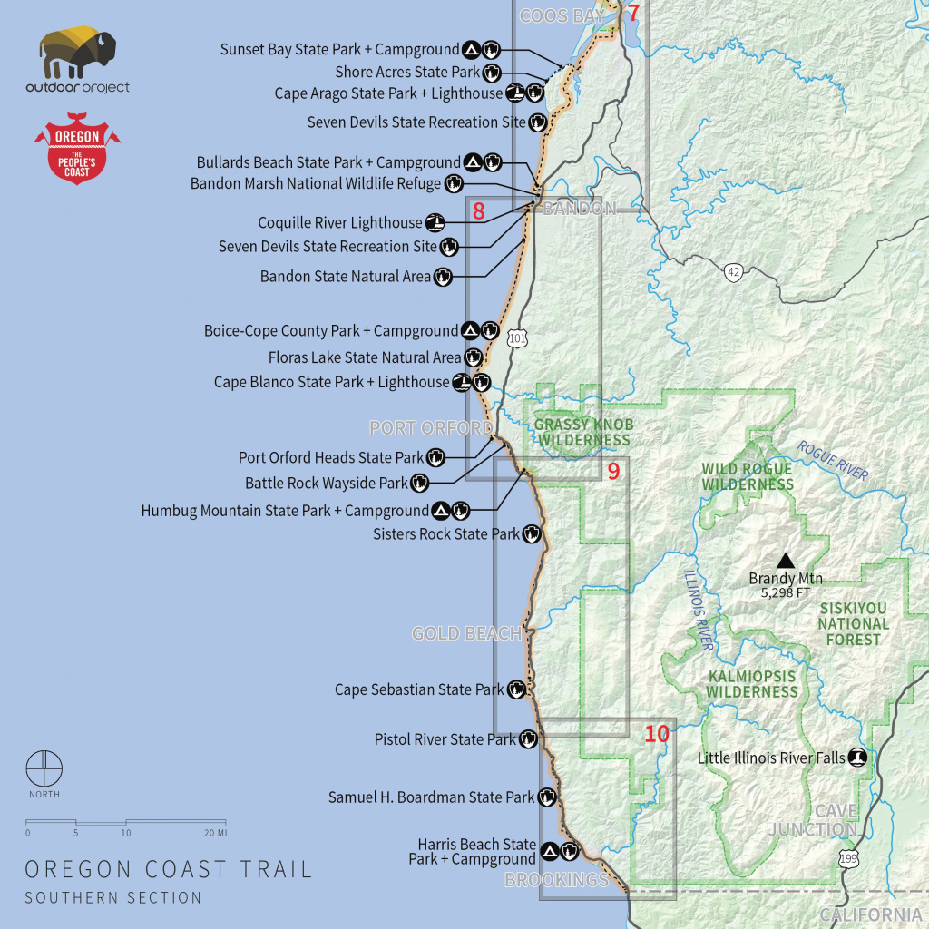 Navigating Oregon Coast Trail California State Map California Coast within Oregon State Parks Camping Map