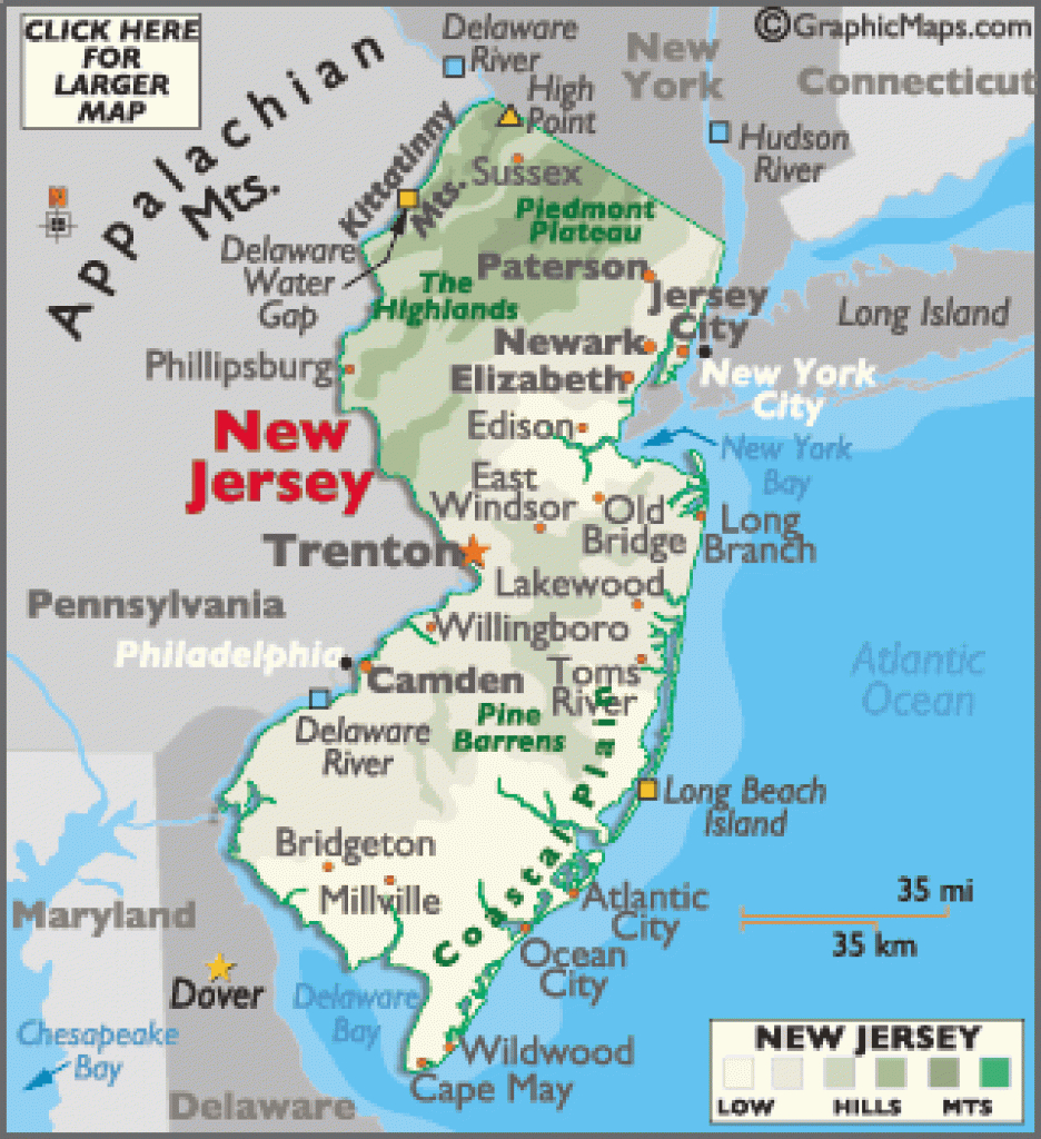 New Jersey Map / Geography Of New Jersey/ Map Of New Jersey in Map Of New Jersey And Surrounding States