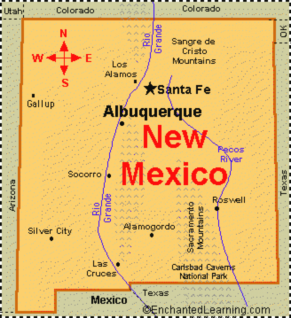 New Mexico: Facts, Map And State Symbols - Enchantedlearning intended for New Mexico State Map Images