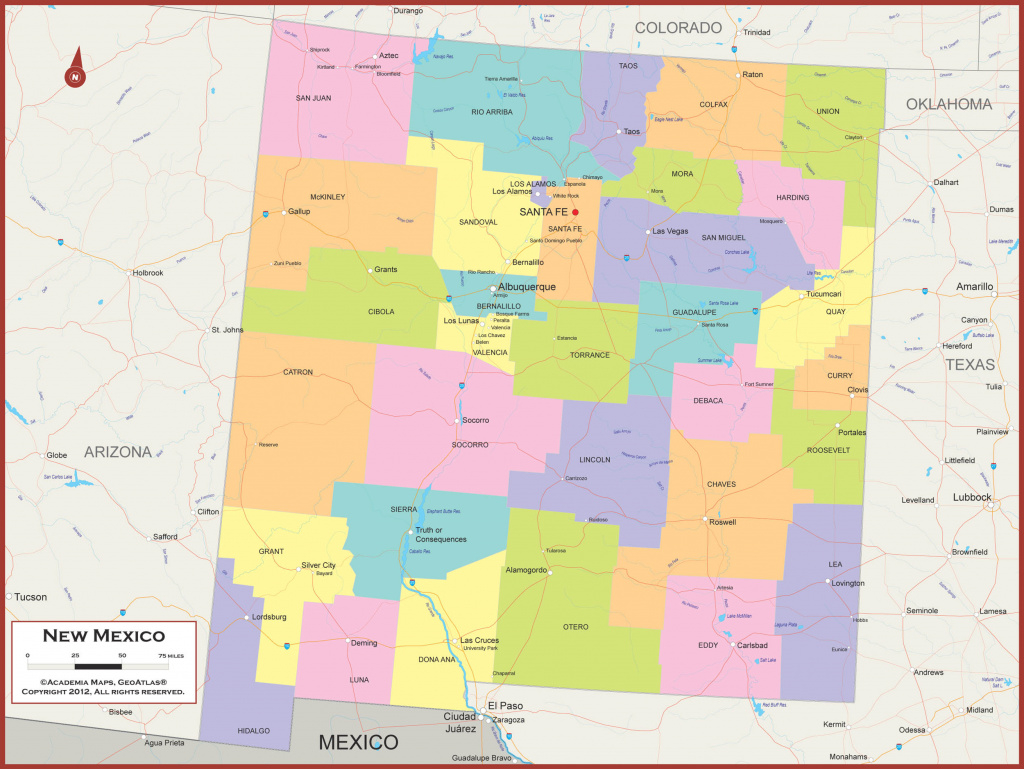 New Mexico Wall Map - Political within New Mexico State Map Images