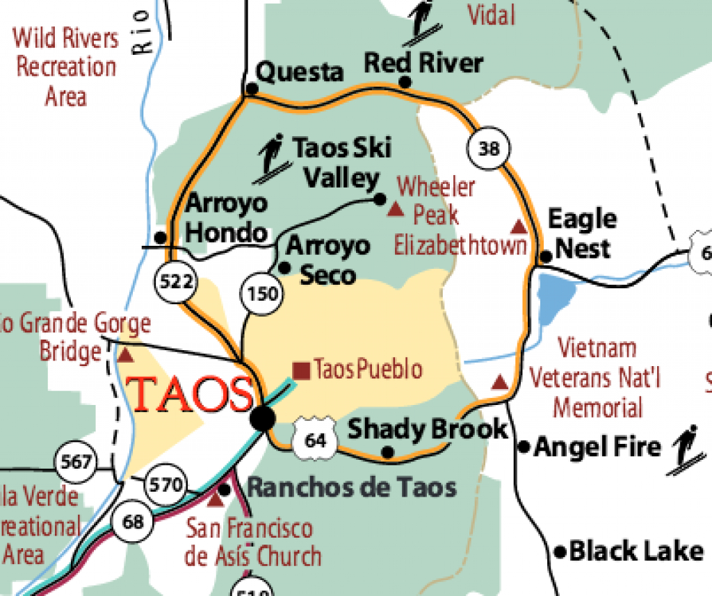 New Mexico&amp;#039;s Enchanted Circle Scenic Byway And Communities throughout New Mexico State Map Pdf