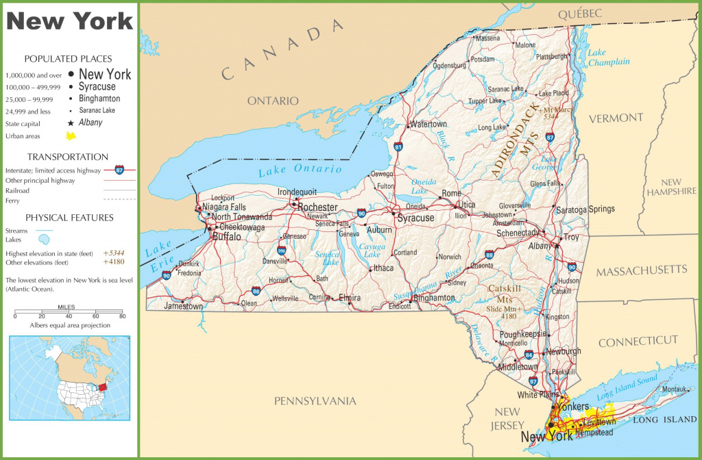 New York Highway Map inside New York State Map With Cities And Towns