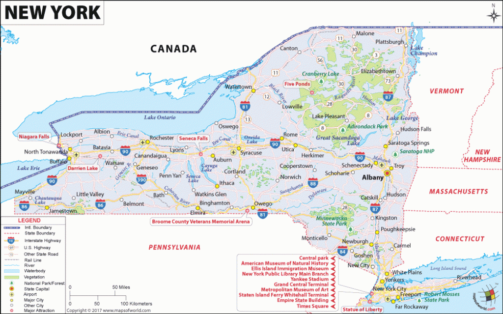 New York Map, Map Of New York (Ny) State throughout New York State Tourism Map
