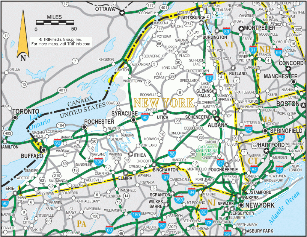 New York Map pertaining to New York State Highway Map