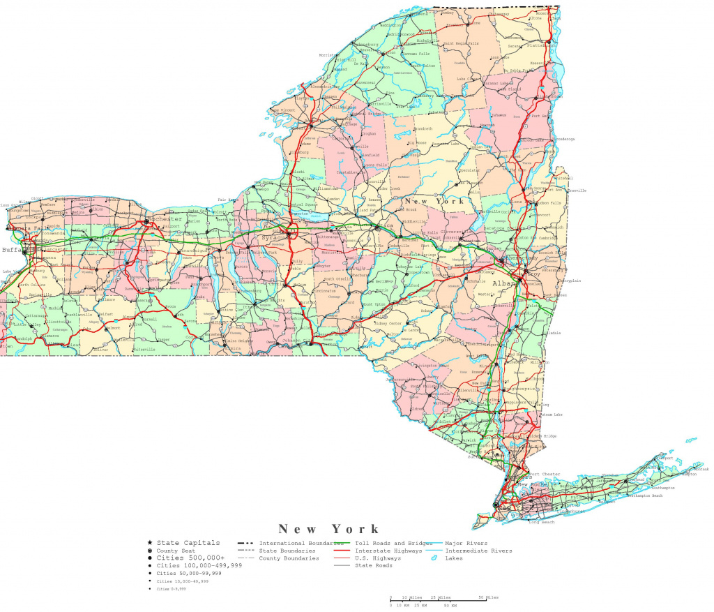 New York Printable Map intended for Printable Map Of New York State