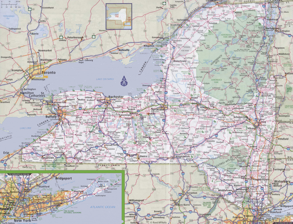 New York Road Map inside New York State Atlas Map