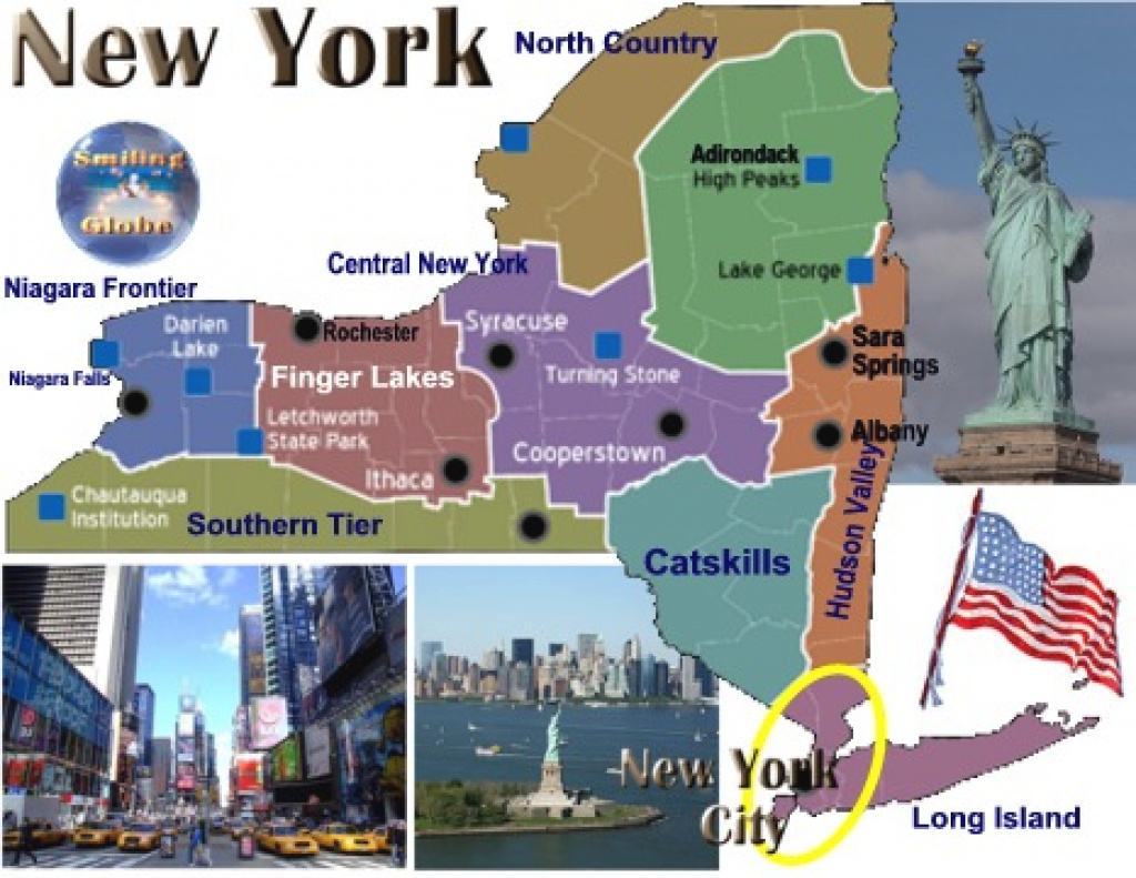 New York State Capital New York City Population Km2 America throughout New York State Tourism Map