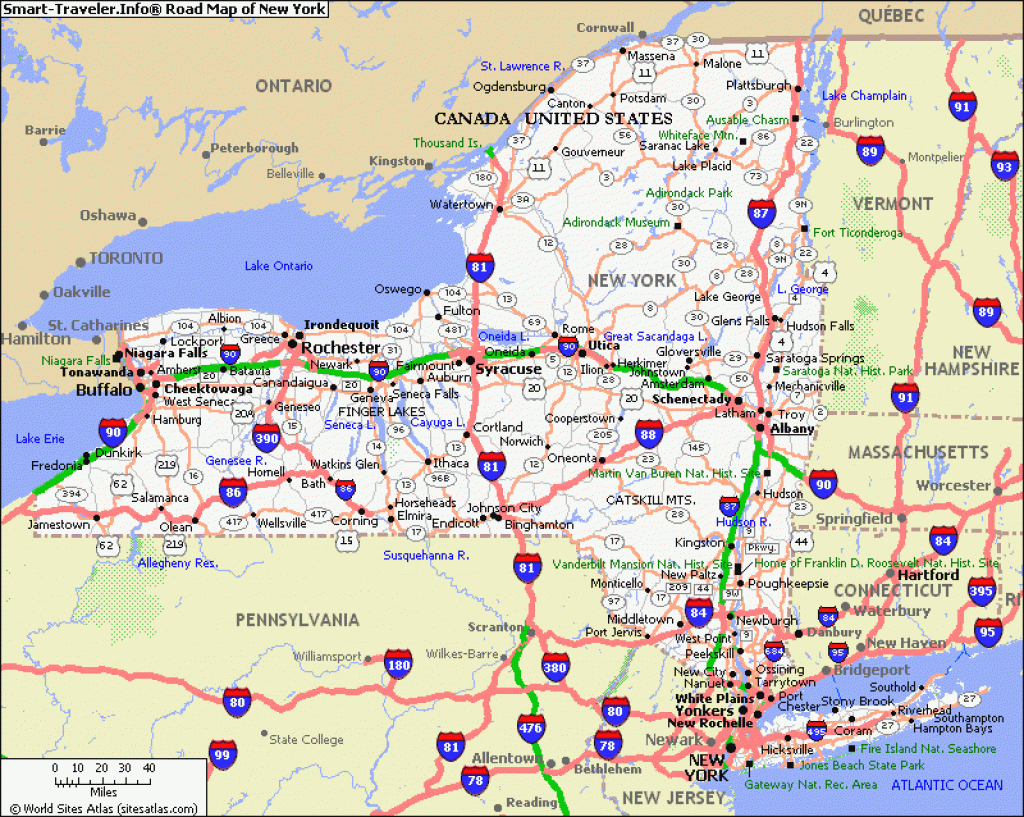 New York State Road Map. | Travelinter regarding New York State Highway Map
