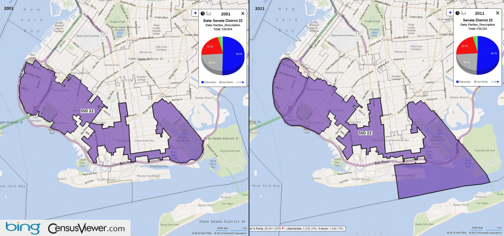 New York State Senate District 22 2001/2011 Comparison with New York State Senate District Map