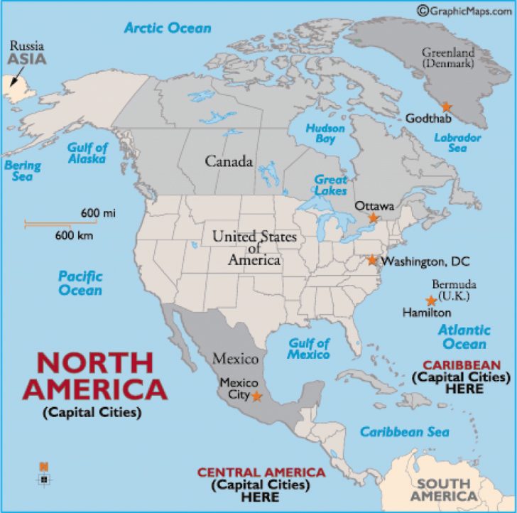 North America Countries And Capitals - Capitals Of North America with ...