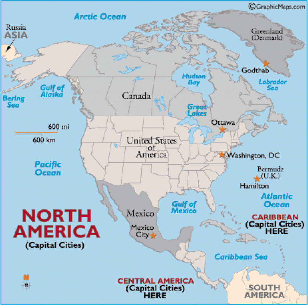 North America Countries And Capitals - Capitals Of North America with regard to North America Map With States And Capitals