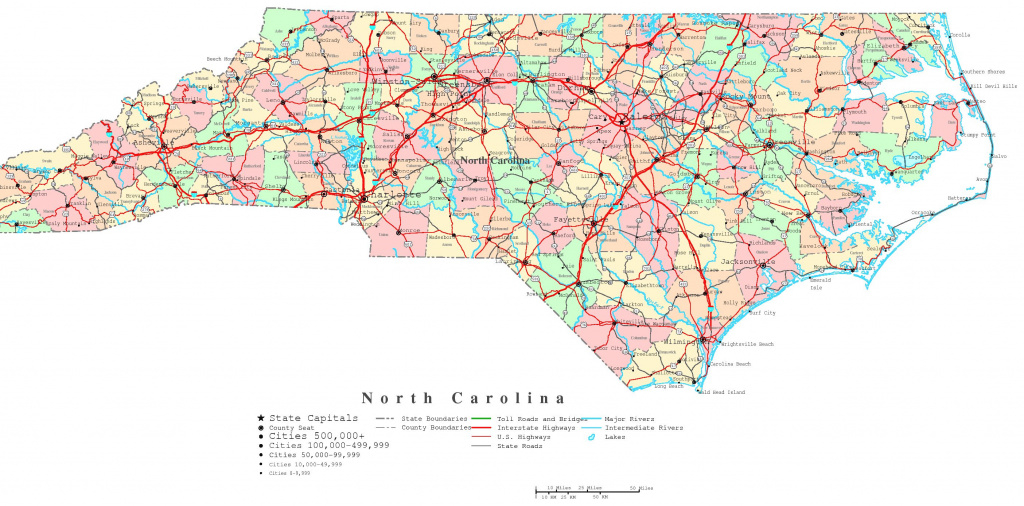 North Carolina Printable Map with regard to Nc State Map With Counties