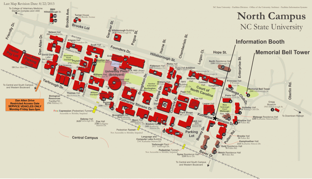 North Carolina State University Campus Map inside Nc State Football Parking Map