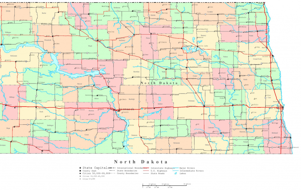 North Dakota Printable Map in North Dakota State Highway Map