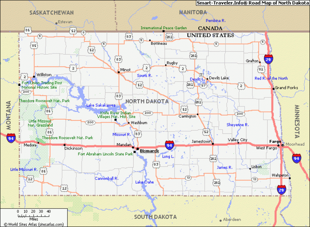 North Dakota Road Map in North Dakota State Highway Map