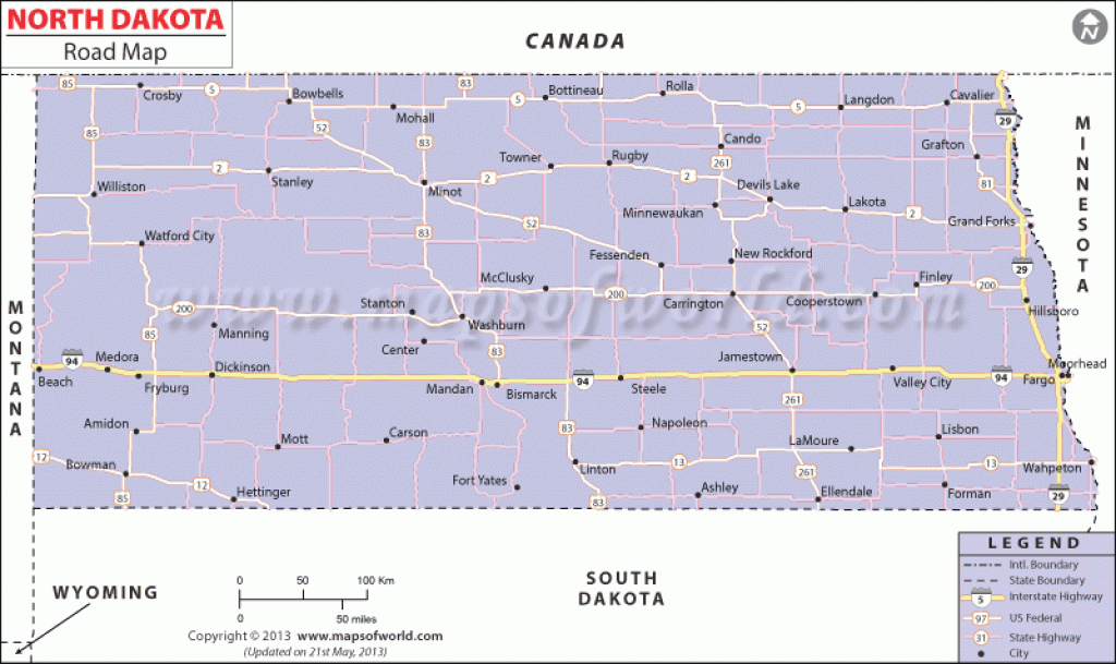 North Dakota Road Map, North Dakota Highway Map inside North Dakota State Highway Map