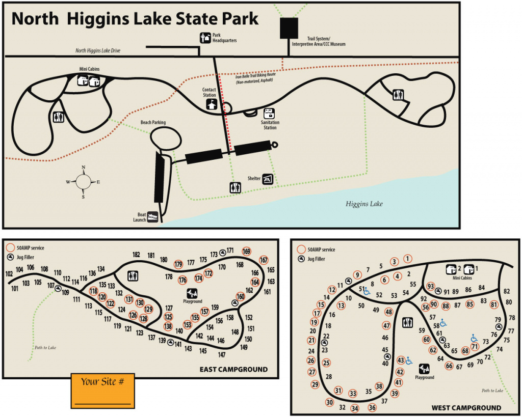 North Higgins State Parkmaps &amp;amp; Area Guide - Shoreline Visitors Guide within South Higgins Lake State Park Map