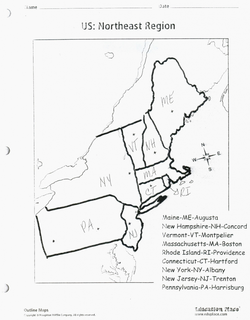 Northeastern States Blank Map Printable Us Northeast Region Map inside Outline Map Northeast States
