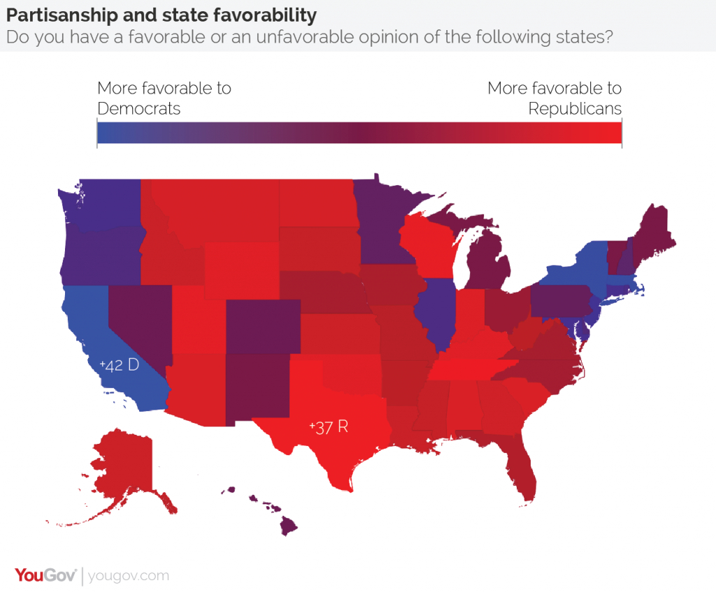 Not All States Are Red Or Blue: In Search Of The Purple States | Yougov for Blue States Map