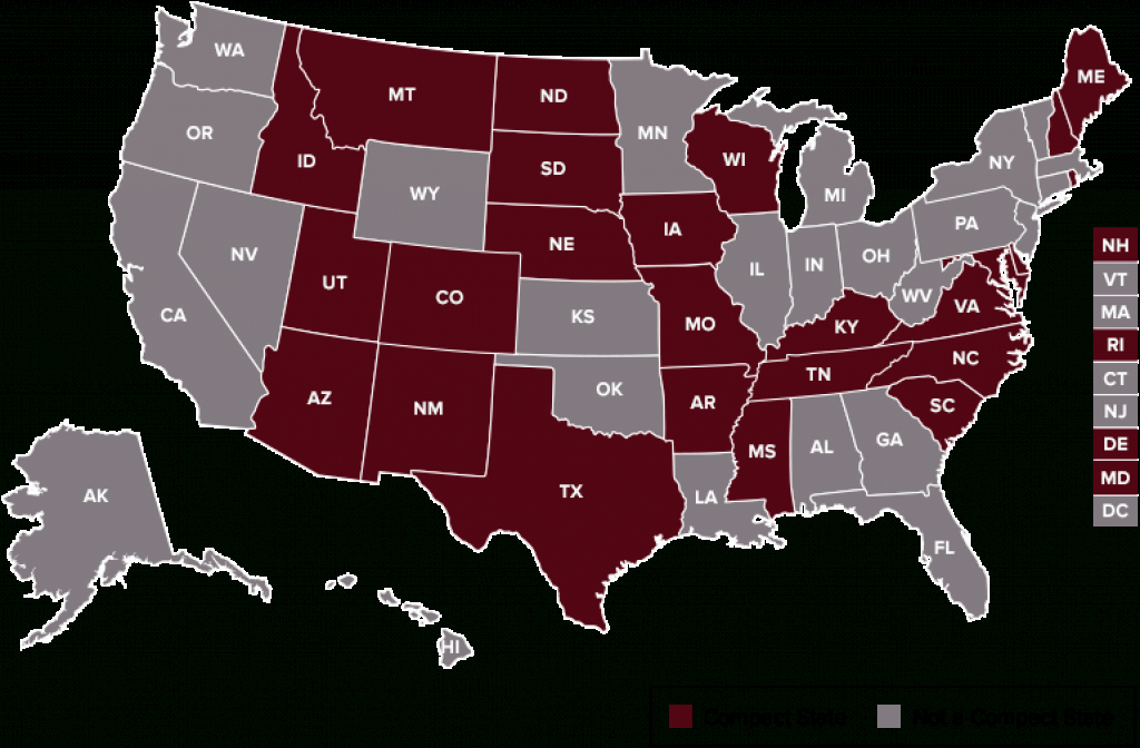 Nursing Licensure Compact in Nursing Compact States Map