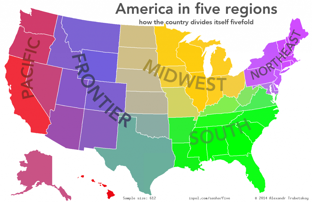 Oc] The Usa In Five Regions [1280×831] : Mapporn inside United States Map Divided Into 5 Regions