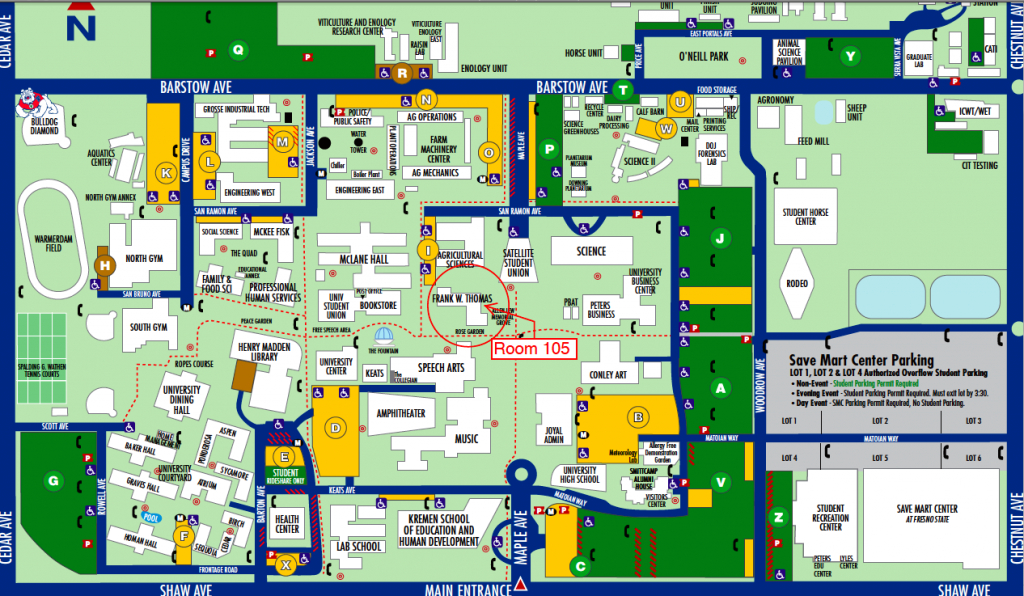 Office Location regarding Fresno State Campus Map