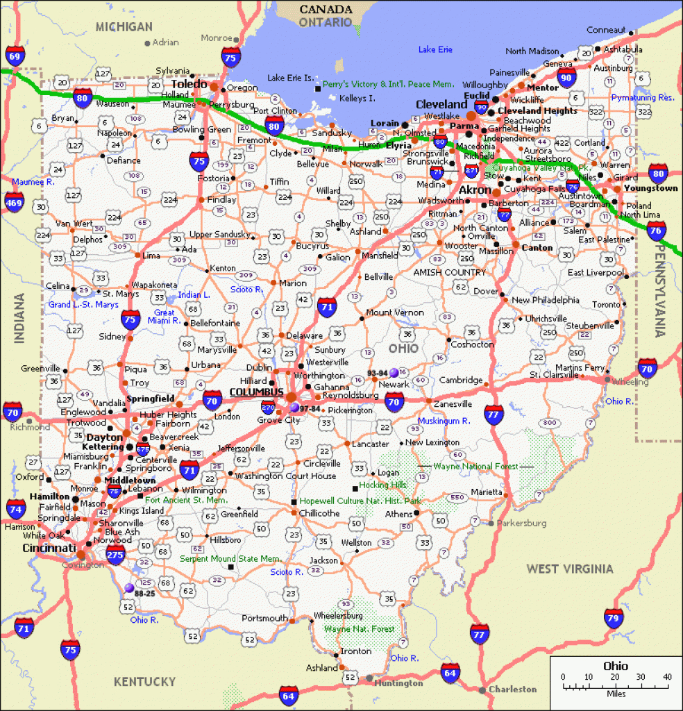 Ohio Counties And Cities Map And Travel Information | Download Free regarding State Of Ohio Map Showing Counties