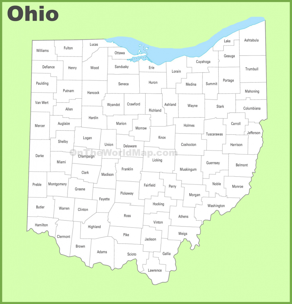 Ohio County Map regarding State Of Ohio Map Showing Counties