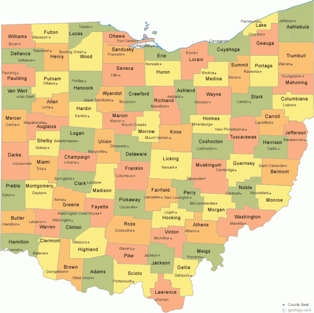 Ohio County Map with regard to State Of Ohio Map Showing Counties