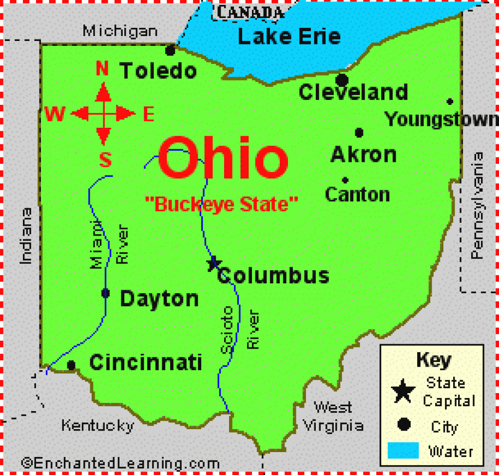 Ohio: Facts, Map And State Symbols - Enchantedlearning within Map Of Ohio And Surrounding States