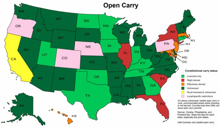 States That Allow Open Carry Map