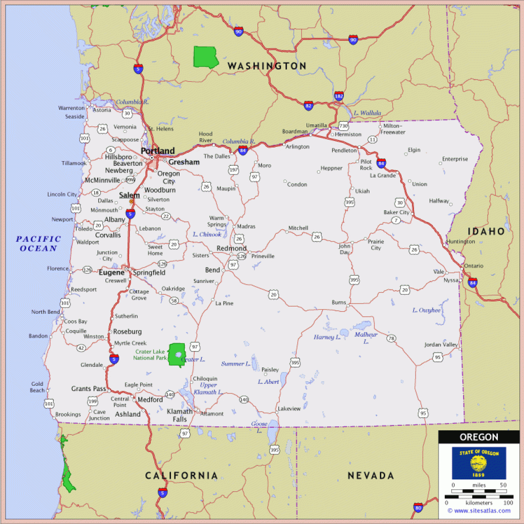 Oregon State Highway Map Printable Map