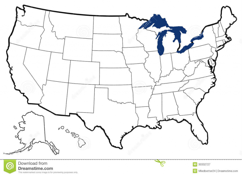 Outline Map Of United States Stock Illustration - Illustration Of intended for Us Map With State Borders