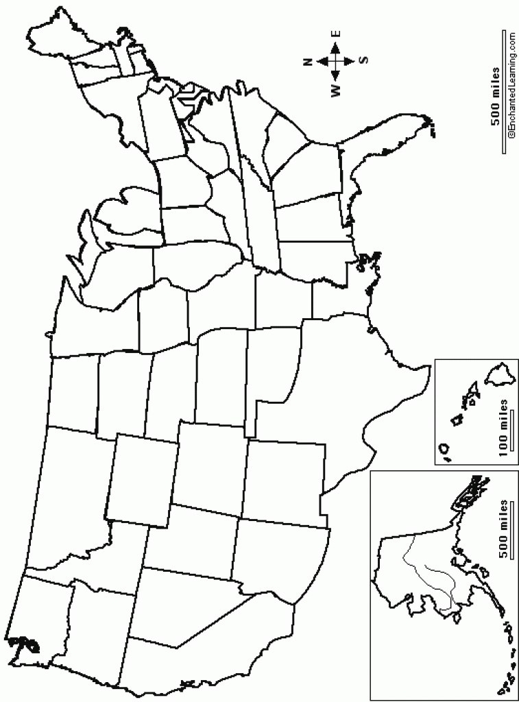 Outline Map: Usa With State Borders - Enchantedlearning in Us Map With State Borders
