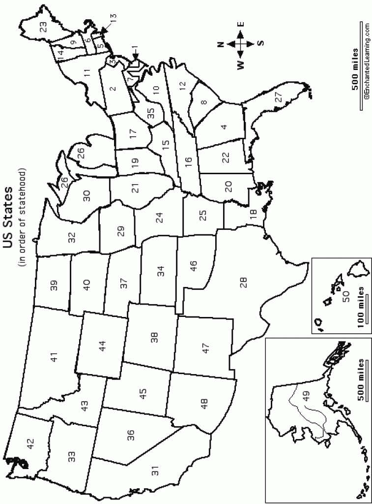 Outline Map: Usa With State Borders (Numbered) - Enchantedlearning with regard to Us Map With State Lines
