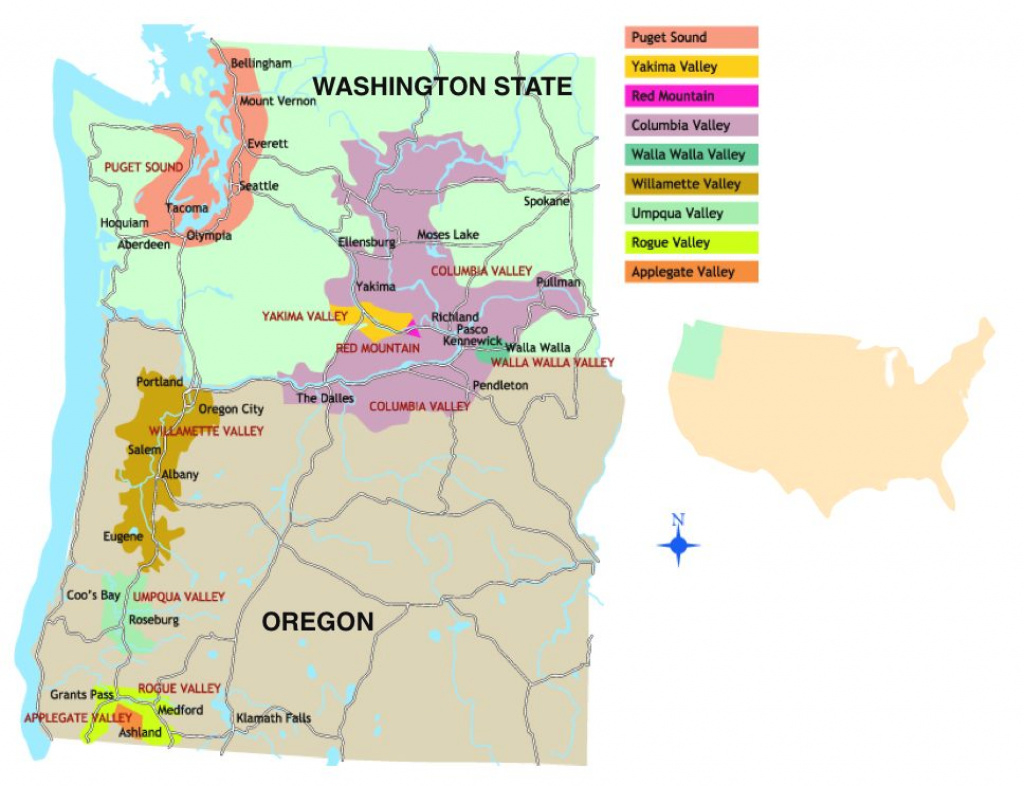 Pacific Northwest Wine Map - Google Search | Bar Ideas | Pinterest with Washington State Wineries Map