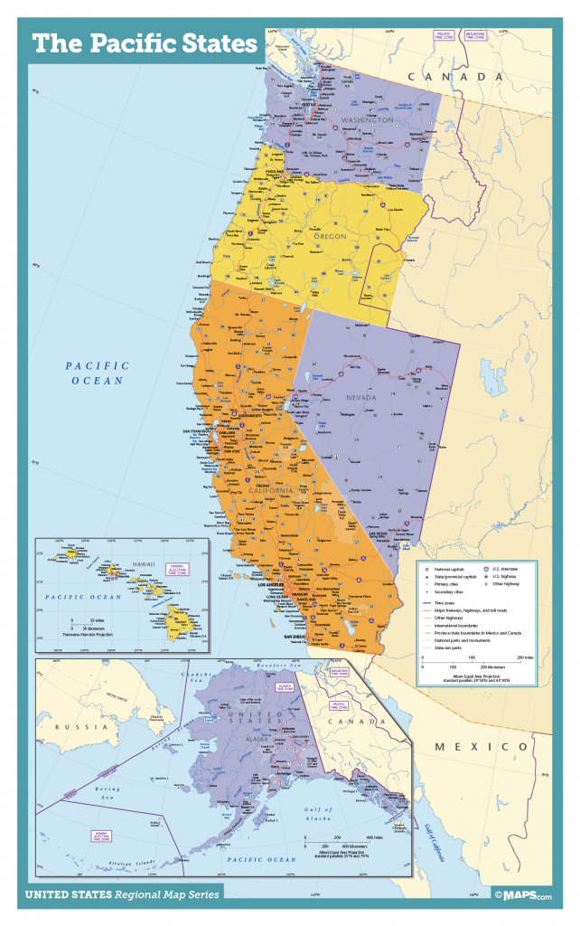 Pacific States Wall Map - Maps inside Pacific States Map