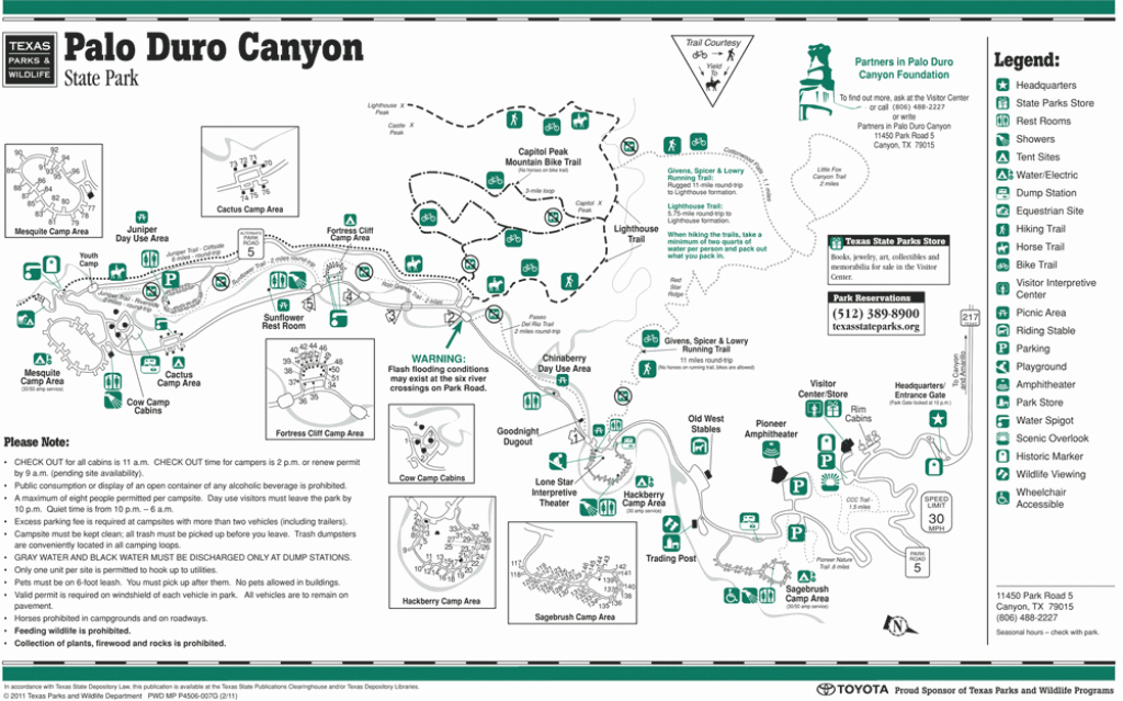 Palo Duro Canyon State Park - Amarillo, Texas within Palo Duro Canyon State Park Trail Map