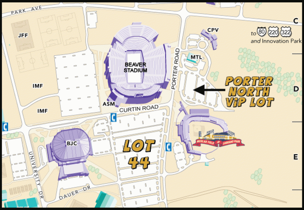 Parking Information | State College Spikes Medlar Field At Lubrano Park in Penn State Stadium Parking Map