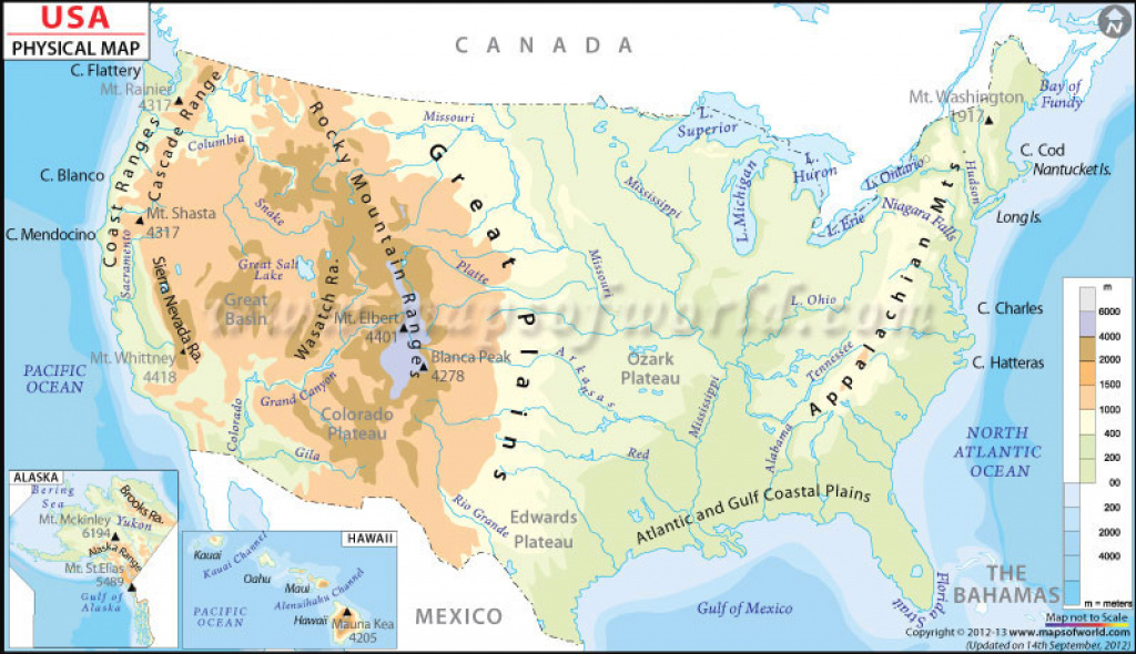 Physical Map Of The United States Of America with Physiographic Map Of The United States