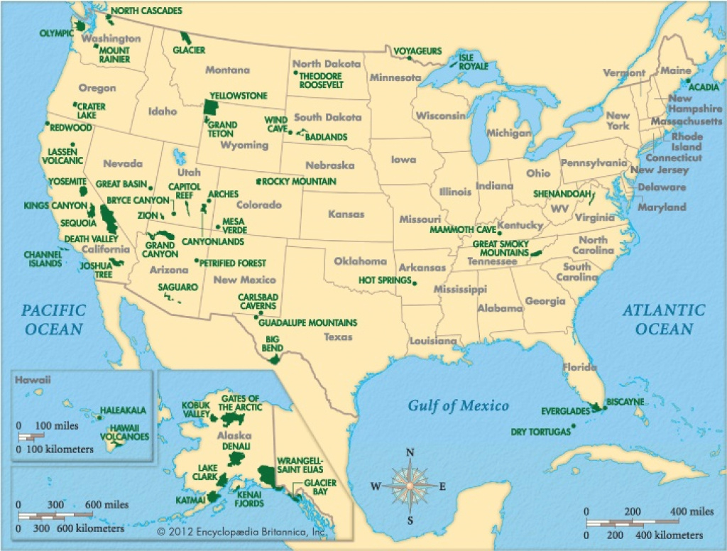 Physiographic Map Of Usa With National Parks | Einfon intended for Physiographic Map Of The United States