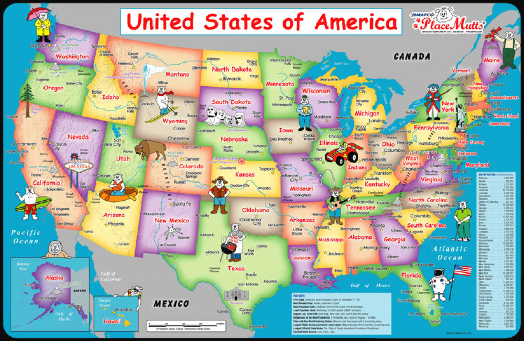 Placemutts® Usa Placemat Map For Kids « Jimapco intended for State Map For Kids