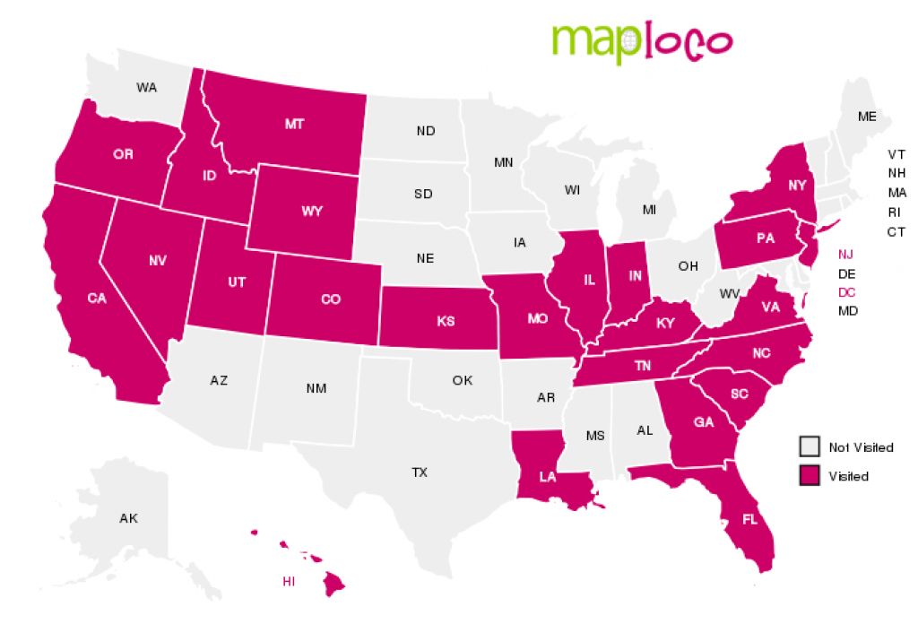 Places I&amp;#039;ve Been: Us States – Wendy {Dot} Blog inside States I Ve Visited Map