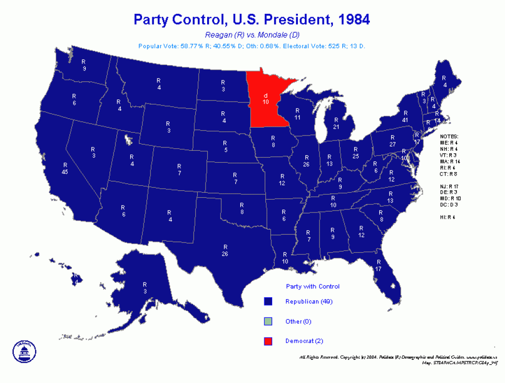 Polidata ® Election Maps-President 1984 inside Red States Map 2015