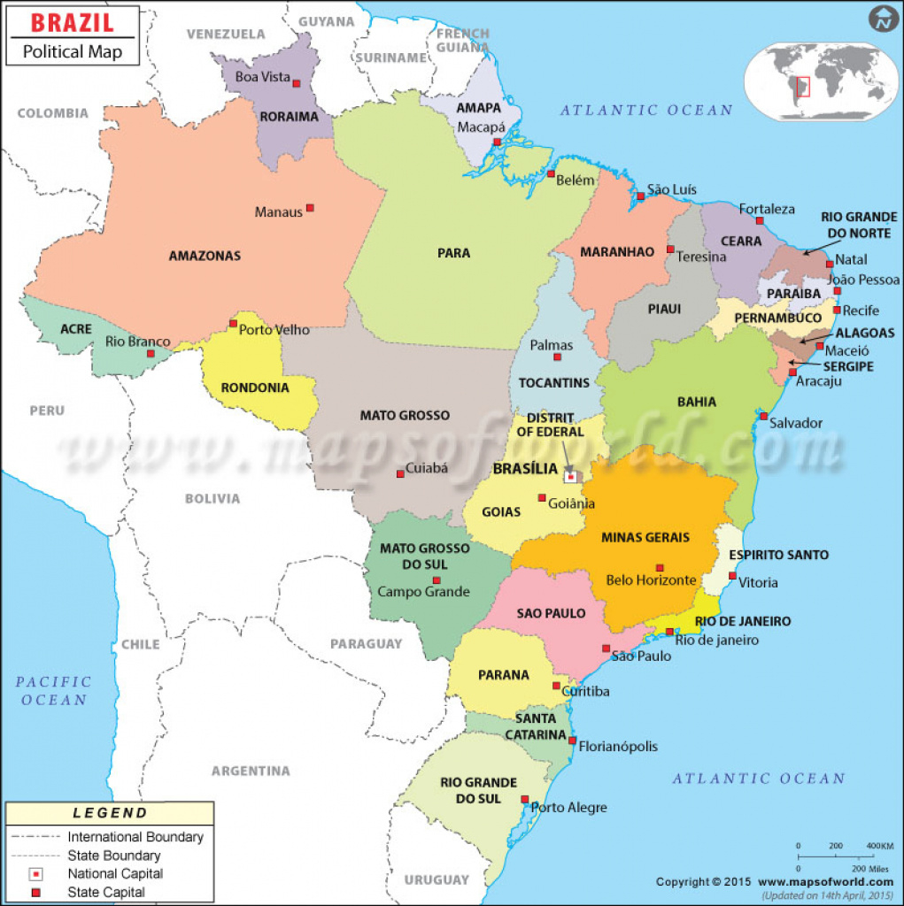 Political Map Of Brazil | Brazil States Map inside Map Of Brazil States And Cities