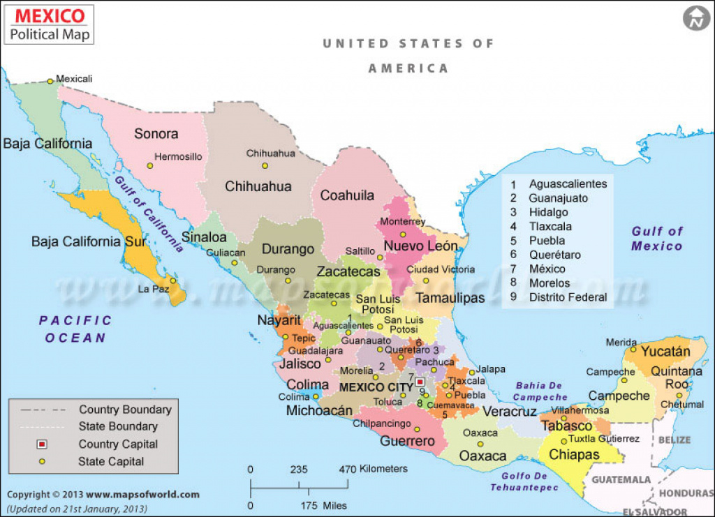 Political Map Of Mexico (Mapa Del Estado De Mexico)| Mexico States Map with regard to Map Of Mexico And Its States