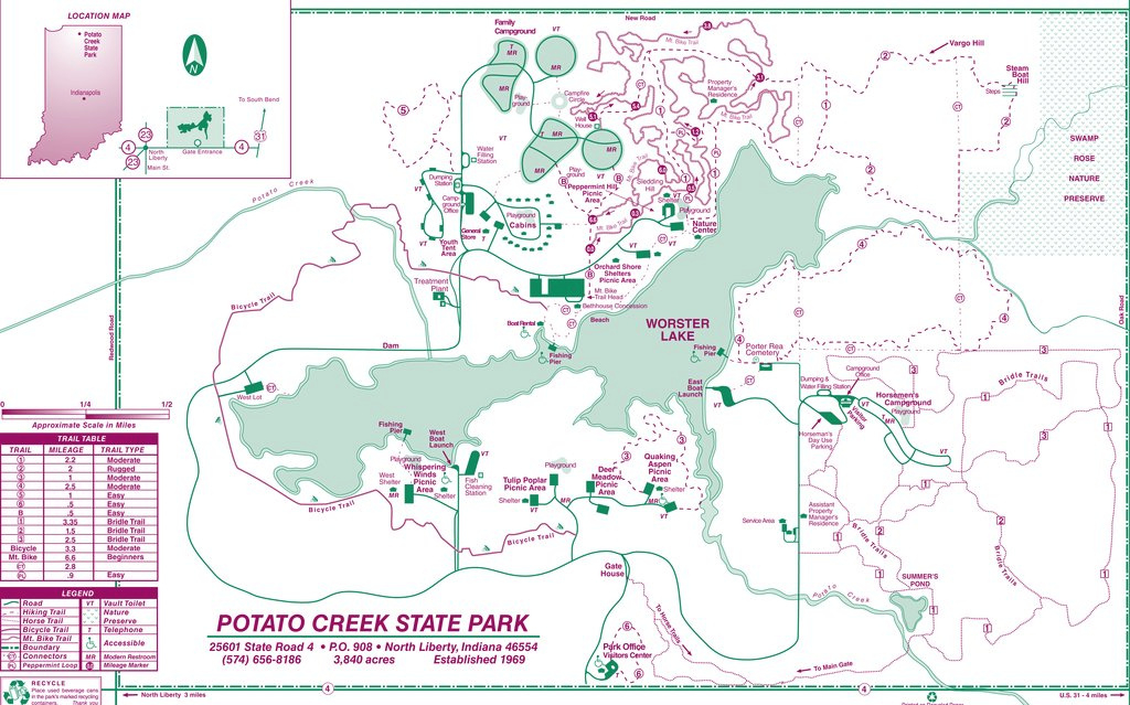 Potato Creek State Park - Maplets throughout Indiana State Park Lodges Map