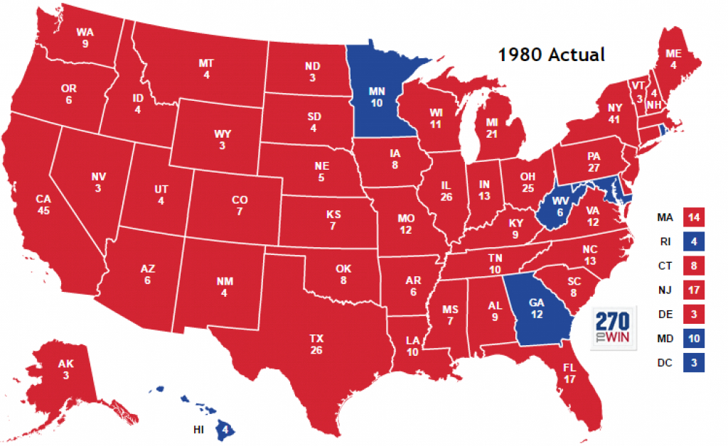 Presidential Election Of 1980 inside 1980 Presidential Election Results By State Map