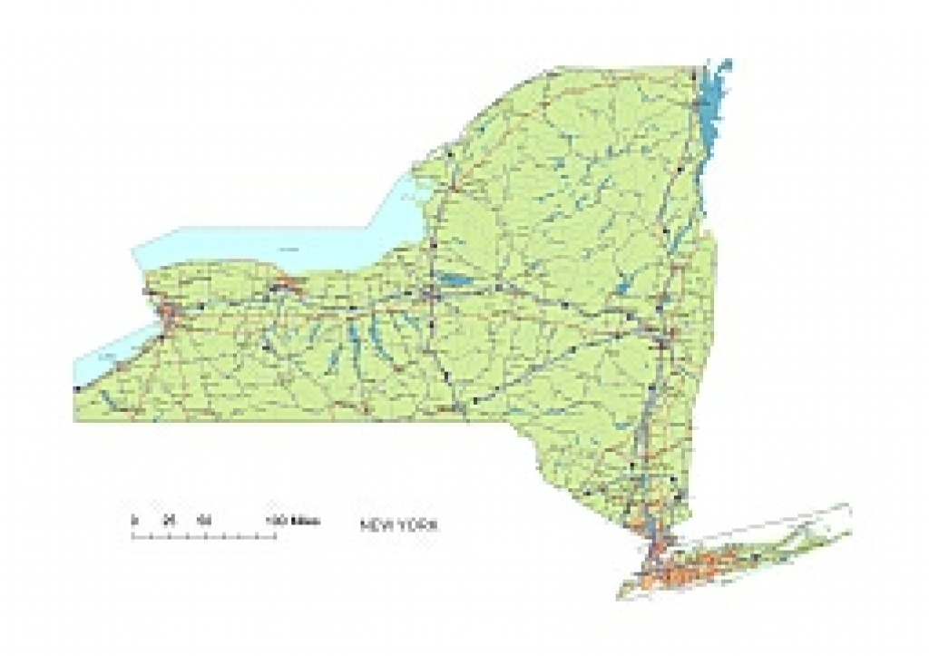 Preview Of New York State Vector Road Map. inside New York State Map Pdf